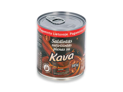 Sutirštintas pienas su kava, su dangteliu, 7%, 385 g