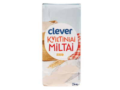 Kvietiniai miltai CLEVER 550 D, 2 kg
