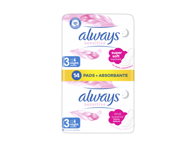 Higieniniai paketai ALWAYS Sensitive Night, S3, 14 vnt.