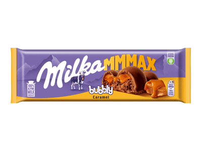 Pieninis šokoladas MILKA BUBBLY su karameliniu įdaru, 250 g