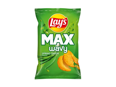 Žaliujų svogūnų skonio bulvių traškučiai LAY'S MAX WAVY, 120 g