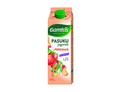Pasukų jogurtas GAMTOS su persikais, 1,2% r., be laktozės, 900 g