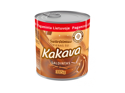 Saldintas sutirštintas pienas MARKOMILK su kakava, 385 g