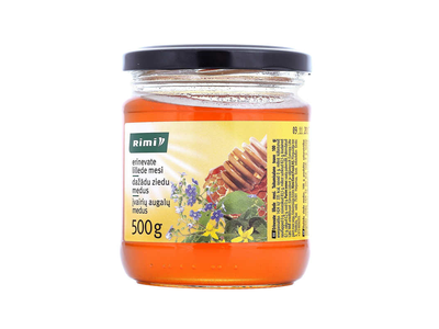 Įvairių augalų žiedų medus RIMI, 500 g