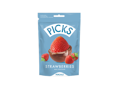 Liofilizuotos braškės su pieniniu kakavos glaistu DR. PICKS, 90 g