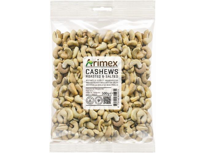 Anakardžių riešutai ARIMEX, kepinti ir sūdyti, 500 g