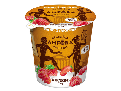 Jogurtas GRAIKIŠKA AMFORA braškėmis, 3,1 % rieb., 370 g