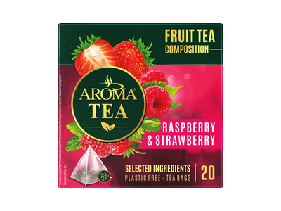 Vaisinė arbata AROMA TEA RASPBERRY & STRAWBERRY, 20 vnt.