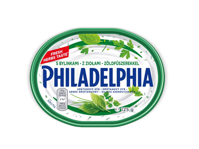 Švž. sūrio gam. PHILADELPHIA su  žol., 125 g