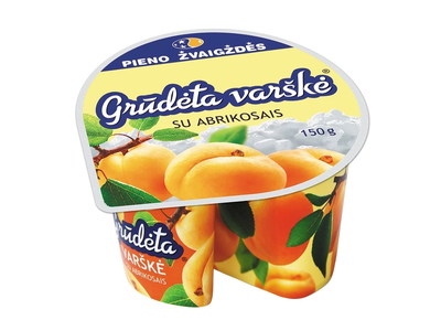 Varškė GRŪDĖTA 7% rieb. su abrikosais, 150 g