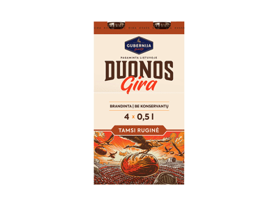Tamsi ruginė duonos gira GUBERNIJA, 4x500 ml, 2 l