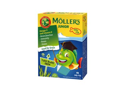 Vaisių skonio maisto papildas vaikams MOLLER'S, 45 vnt., 45 vnt.