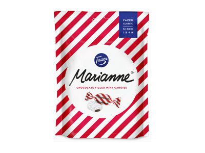 Pipirmėčių saldainiai FAZER MARIANNE su šokolado įdaru, 120 g
