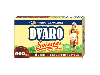 Saldžios grietinėlės DVARO sviestas, 82 % rieb., 200 g