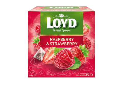 Vaisinė arbata LOYD, aviečių ir braškių skonio, 40 g
