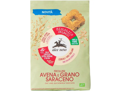 Ekologiški sausainiai su avižomis ir grikiais ALCE NERO, 250 g