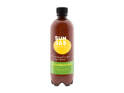 Eko. gazuotas arbatos gėrimas KOMBUCHA YERBA MATE SUN365, 500 ml