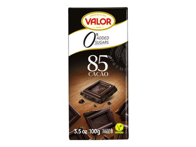 Juod.šokolad.85 % VALOR su saldikliais, 100 g
