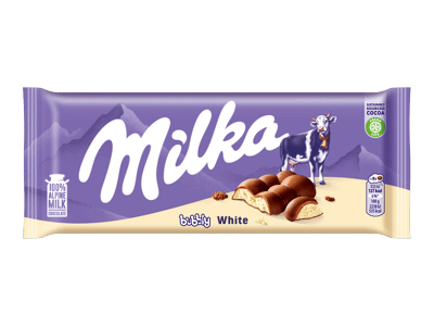 Pieninis šokoladas MILKA BUBBLY WHITE, 95 g