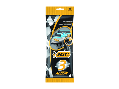 Vienkartiniai skustuvai BIC 3 ACTION, 4 vnt., 4 vnt.