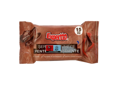 Drėgnos servetėlės avalynei EXPERTTO, 15 vnt.