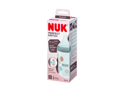 Buteliukas su sil. žinduku NUK PERFECT MATCH M, 3+mėn.,260ml, 1 vnt. 
