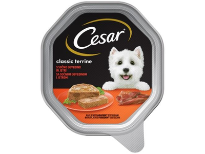 Šlapias ėdalas šunims CESAR, su jautiena ir kepenimis, indelyje, 150g