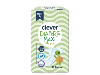 Sauskelnės CLEVER Maxi 4 dydis, 7-18 kg, 14 vnt.