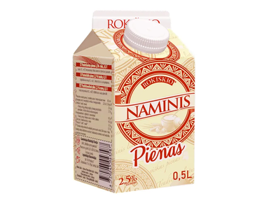 ROKIŠKIO NAMINIS pienas, 2,5 % rieb., 0,5 l