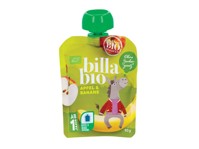Ekologiška obuolių ir bananų tyrelė BILLA BIO, 90 g