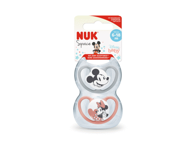 Silikoninis čiulptukas NUK SPACE MICKEY NR. 2, 6-18 mėn., 2 vnt.
