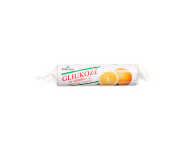 Apelsinų kvapo gliukozės tabletės su vitaminu C GLUCOSUM MEDICATA FILIA, 10vnt.