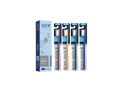 ROYAL DENTA dantų šepetėlių rinkinys SILVER MEDIUM MODERN, 4 vnt.