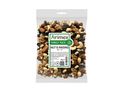 Riešutų ir razinų mišinys FAMILY PACK ARIMEX, 1 kg
