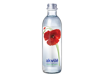 Natūralus mineralinis vanduo AKVILĖ, lengvai gazuotas, stiklinėje taroje, 0,33 l
