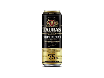 Alus TAURAS Stipriausias, 7,5 %, skard., 568 ml