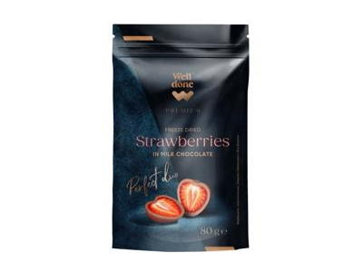 Liofilizuotos braškės pieniniame šokolade WELL DONE PREMIUM, 80 g