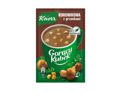 Greitai paruošiama baravykų sriuba KNORR CUP-A-SOUP su skrebučiais, 15 g