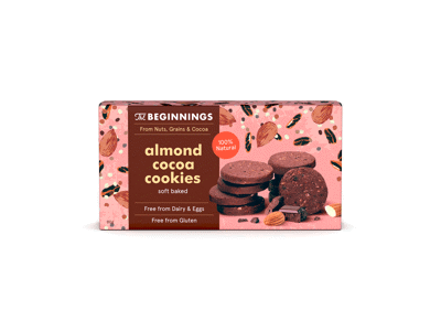 Migdoliniai kakaviniai sausainiai BEGGININGS, 80 g