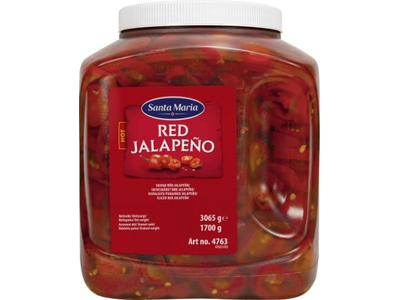 Raudonos aitriosios paprikos Jalapeno SANTA MARIA, griežinėliais, 3065g/1700g