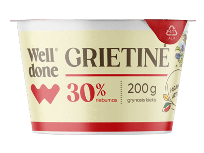 Grietinė WELL DONE, 30 % rieb., 200 g
