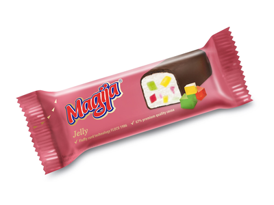 Glaistytas varškės sūrelis MAGIJA, su žele gabaliukais, 22%, 45 g