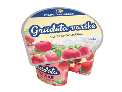 Grūdėta varškė su spanguolėmis, 7% rieb., 150 g