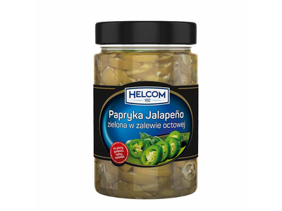 Žali jalapeno pipirai HELCOM, griežinėliai, acte, 290 g / 140 g
