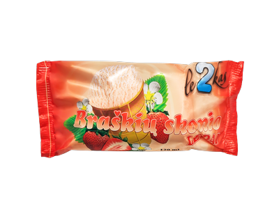 Braškių skonio ledai LE2KAS, vafliniame puodelyje, 5%,120 ml/65 g