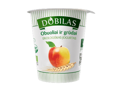 Valg. ekolog. jogurtas DOBILAS su obuol., grūdais, 3,2%rieb., 300 g