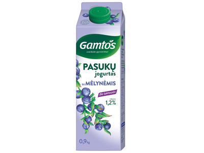 Pasukų jogurtas GAMTOS su mėlynėmis, 1,2% r., be laktozės, 900 g
