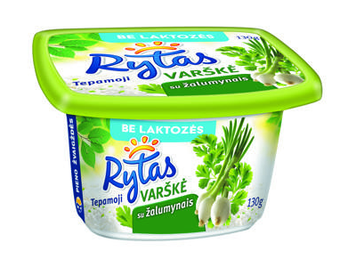 Tepamoji varškė be laktozės RYTAS 15% rieb. su žalumynais, 130g