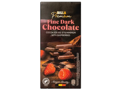 Juodasis šokoladas su avietėmis BILLA PREMIUM, 100 g