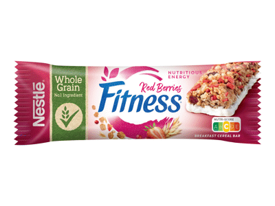 Dribsnių batonėlis NESTLE FITNESS su spanguol. ir braškėmis, 23.5 g
